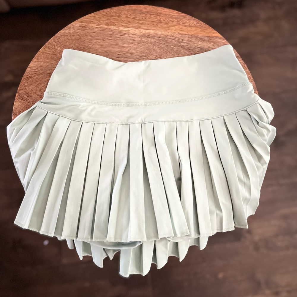 Gold Hinge Pleated Mint Green Women's Tennis Skirt